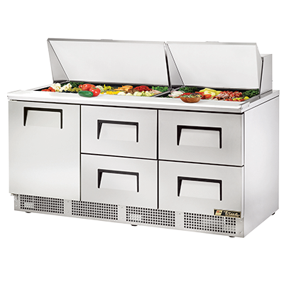 superior-equipment-supply - True Food Service Equipment - True Three-Section One Door & Four Drawer Sandwich/Salad Prep Table 72"W