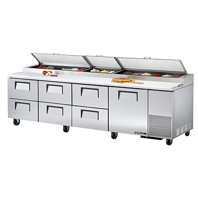 superior-equipment-supply - True Food Service Equipment - True Stainless Steel Four Section Six Drawers 119"W Pizza Prep Table