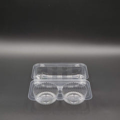Clear OPS-HIPS Plastic Hinged Cupcake Container 2 Count 6.75" x 4" - 100/Case