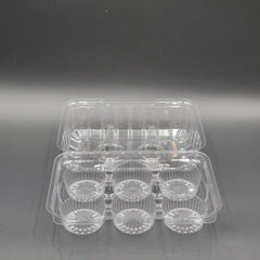 DFI Clear Hinged Muffin Container 6 Count 9-3/8" x 6-3/4" x 4" LBH-6656 - 350/Case