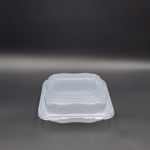 Genpak Clover XL Clear Plastic Hinged Container 9" x 9" x 3" CLX199-CL - 150/Case