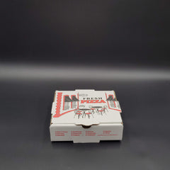 Corrugated Pizza Box Printed White 7" x 7" x 2" - 50/Case