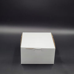 Bakery/Cake Box Lock Corner White 7" x 7" x 4" - 250/Case