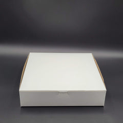 Bakery/Cake Box Lock Corner White 12" x 12" x 2.75" - 100/Case