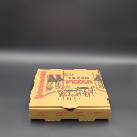 Pizza Box Kraft Printed 10" x 10" x 2" -  50/Case