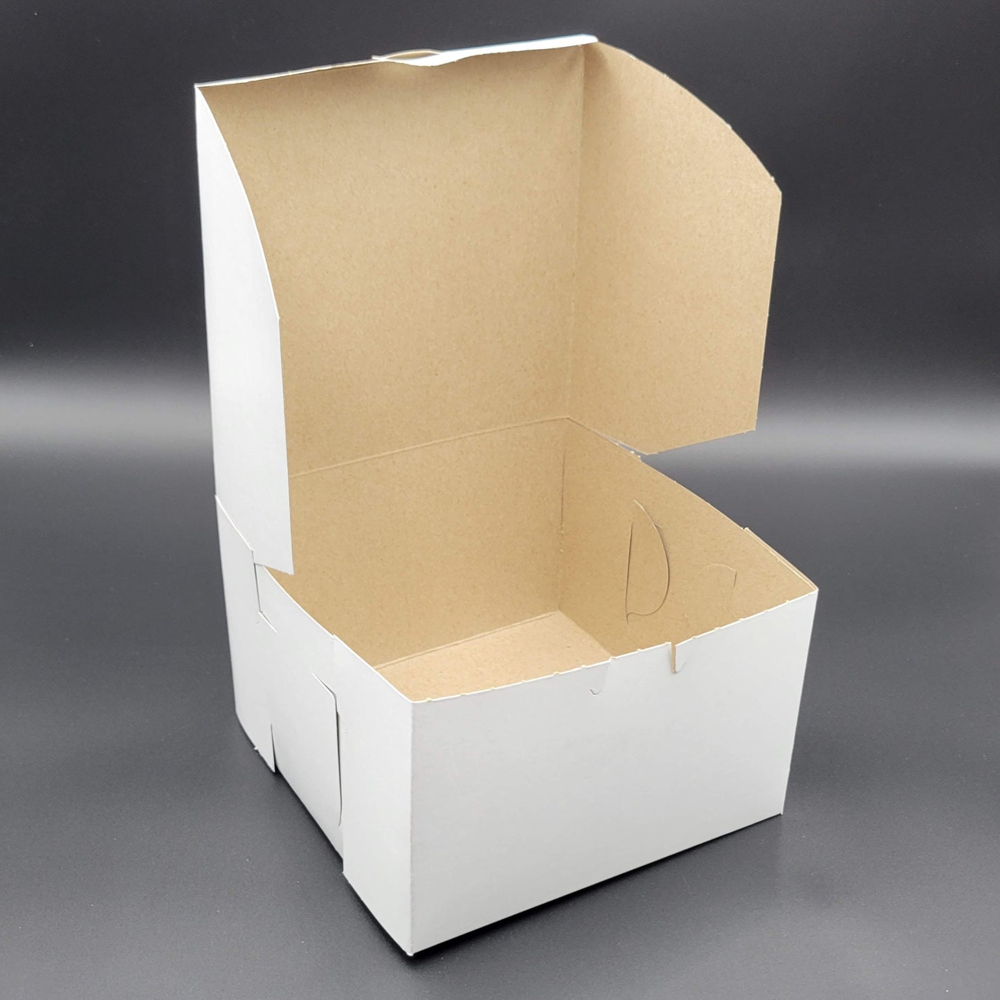 Bakery/Cake Box Lock Corner White 8" x 8" x 5" - 100/Case