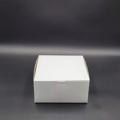 Bakery/Cake Box Lock Corner White 8" x 8" x 4" - 250/Case
