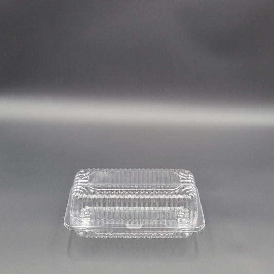 DFI Clear Loaf Hinged OPS Plastic Container 8-1/2" x 4-1/2" x 3-1/2" LBH-463 - 500/Case