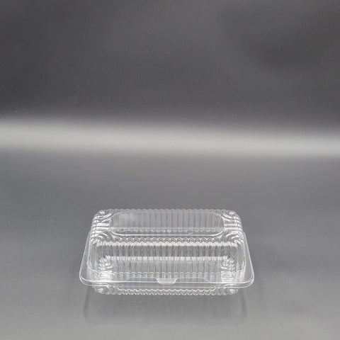DFI Clear Loaf Hinged OPS Plastic Container 8-1/2" x 4-1/2" x 3-1/2" LBH-463 - 500/Case