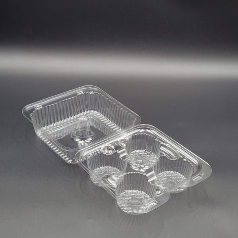 Inline Plastics Clear Hinged Muffin Container 4 Count SLP44A - 288/Case