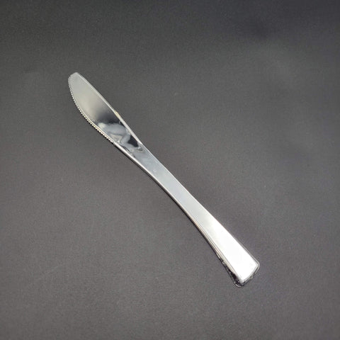 EMI Glimmerware Silver Finish Heavy Weight Plastic Dinner Knife 8" EMI-GWDK - 600/Case