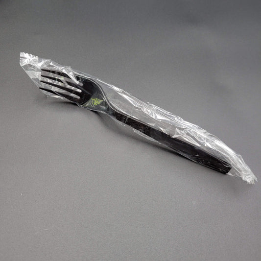 Heavy Weight Wrapped Polystyrene Fork Black - 1000/Case