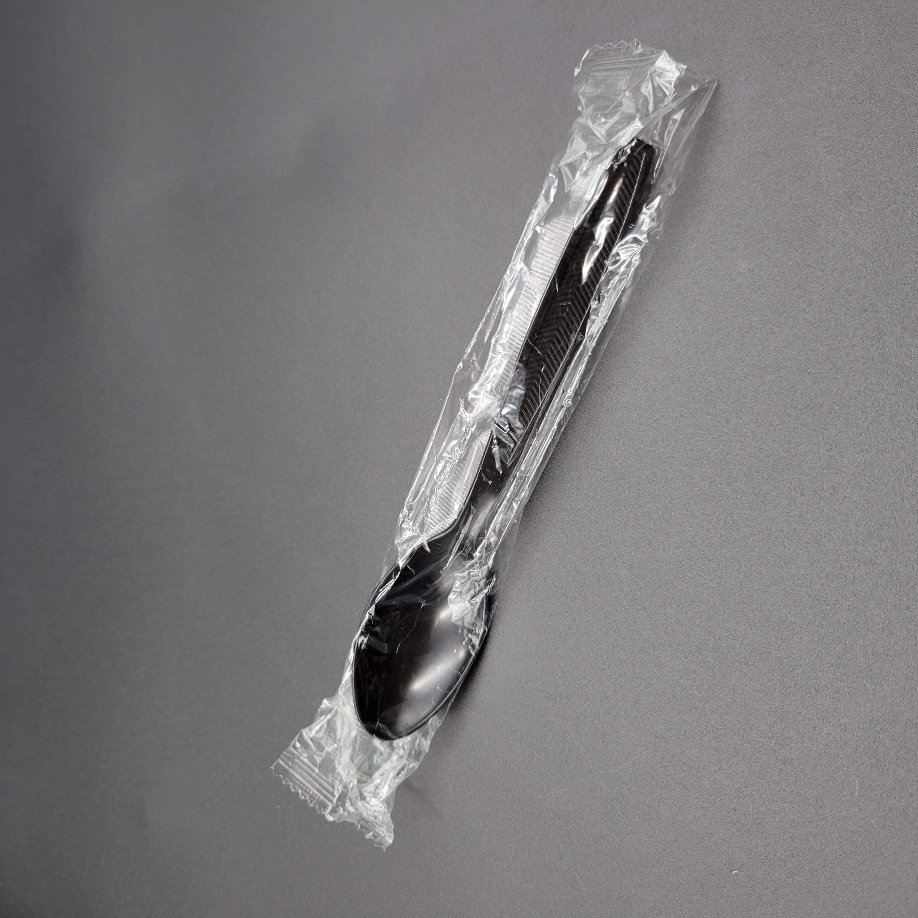 Individually Wrapped Heavy Weight PS Teaspoon Black - 1000/Case