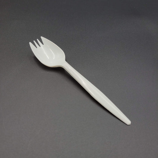 Medium Weight Bulk Polypropylene White Spork - 1000/Case