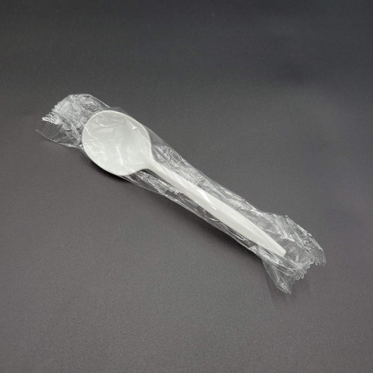 Medium Weight Wrapped Polypropylene Soup Spoon White - 1000/Case