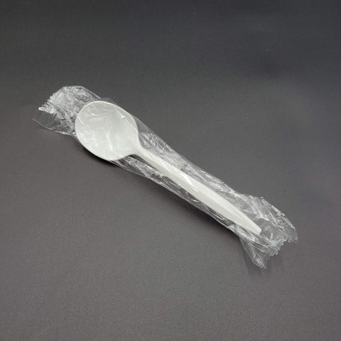 Individually Wrapped Medium Weight PP Soup Spoon White - 1000/Case