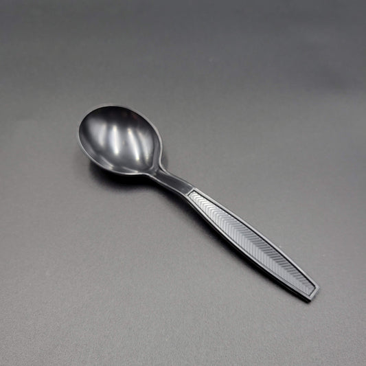 Heavy Weight Bulk Polystyrene Soup Spoon Black - 1000/Case