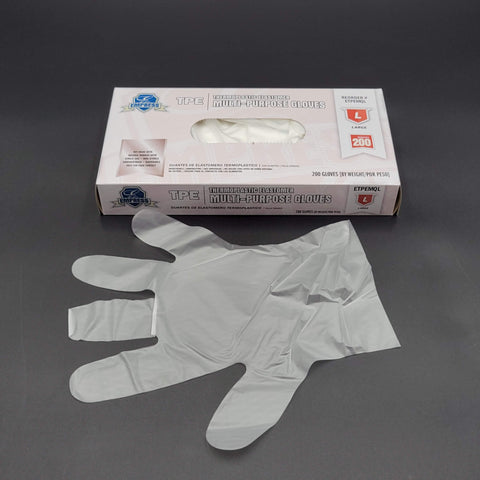 Thermoplastic Elastomer Gloves Clear Large - 2000/Case