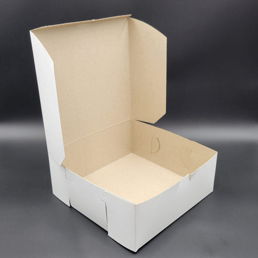 Bakery/Cake Box Lock Corner White 10" x 10" x 4" - 100/Case