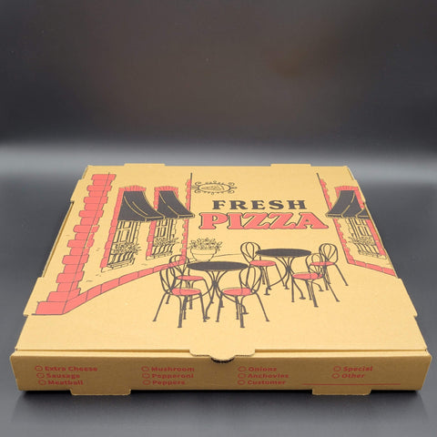 Pizza Box Kraft Printed 16"x 16"x 2" - 50/Case