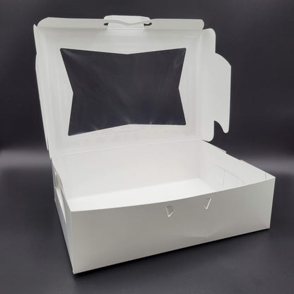 Bakery/Cake Box Lock Corner Window White 14" x 10" x 4" - 100/Case