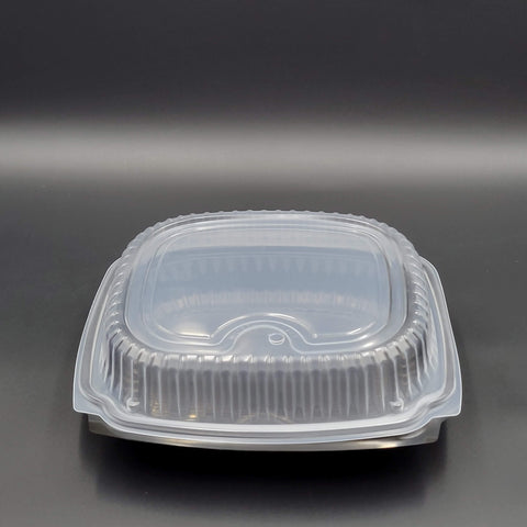 Anchor Packaging Black Bottom Clear Top Hinged Microwaveable Container 9.5" x 10.5" 1 Compartment CL91011 - 100/Case