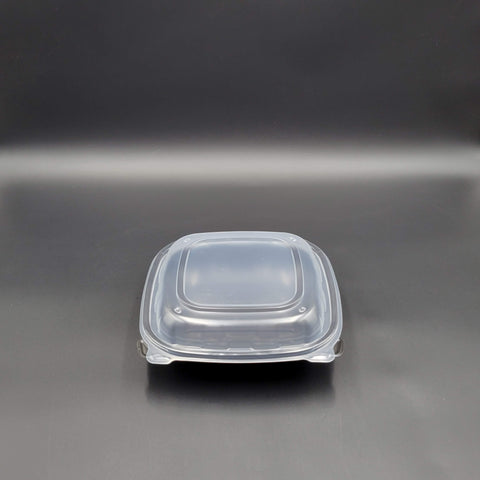 Clear Plastic 1 Compartment Microwaveable Hinged Container 8" x 8" - 100/Case