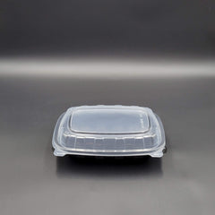 Microwavable Clear Lid Container Black Bottom 9" x 6" 1 Compartment - 100/Case