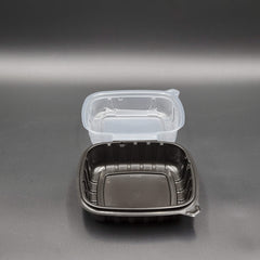 Anchor Packaging Black Bottom Clear Top Hinged Microwaveable Container 6" x 6" 1 Compartment CB6611 - 420/Case