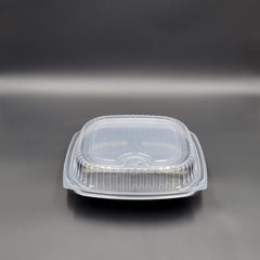 Anchor Packaging Black Bottom Clear Top Hinged Microwaveable Container 9.5" x 10.5" 3 Compartment CL91031 - 100/Case