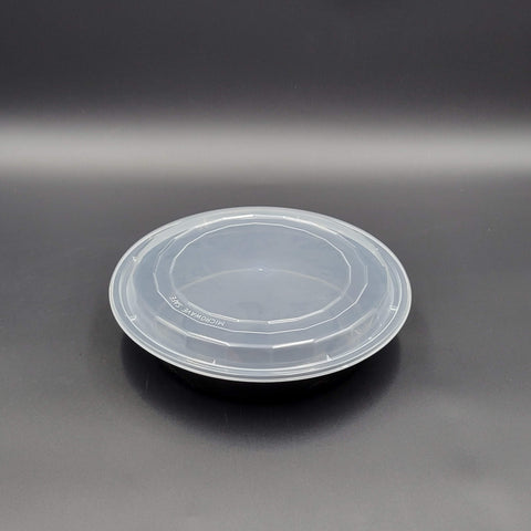 Round Takeout Container Black Bottom & Clear Top 48 oz. - 150/Case