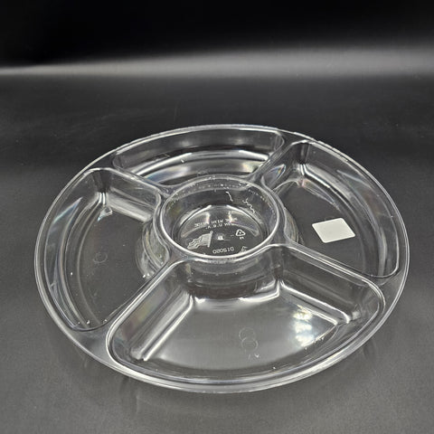 Fineline 5 Clear Compartment Cater Tray 12" D12050.CL - 25/Case