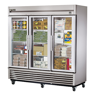 superior-equipment-supply - True Food Service Equipment - True Stainless Steel Three-Section Three Glass Door Reach-In Freezer