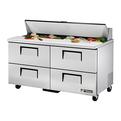 superior-equipment-supply - True Food Service Equipment - True Stainless Steel Two Section Four Drawer 60" Wide Sandwich/Salad Unit