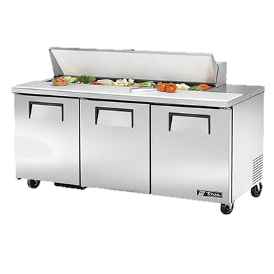 superior-equipment-supply - True Food Service Equipment - True Stainless Steel 72" Wide Sandwich/Salad Unit With Sixteen 4" Deep Poly Pans