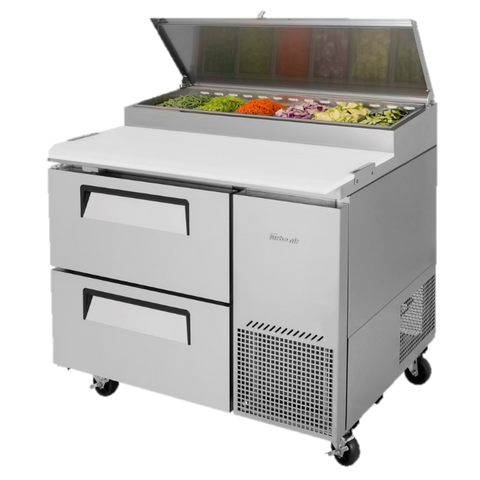 superior-equipment-supply - Turbo Air - Turbo Air 44" Wide Two-Drawer Stainless Steel Super Deluxe Refrigerated Pizza Prep Table