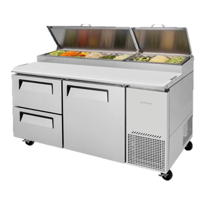 superior-equipment-supply - Turbo Air - Turbo Air 67" Wide Two-Drawer Stainless Steel Super Deluxe Refrigerated Pizza Table