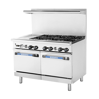 superior-equipment-supply - Turbo Air - Turbo Air 48" Wide Six-Burner Stainless Steel Restaurant Range with 12" Griddle