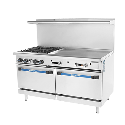 superior-equipment-supply - Turbo Air - Turbo Air 60" Wide Four-Burner Stainless Steel Restaurant Range with 36" Griddle