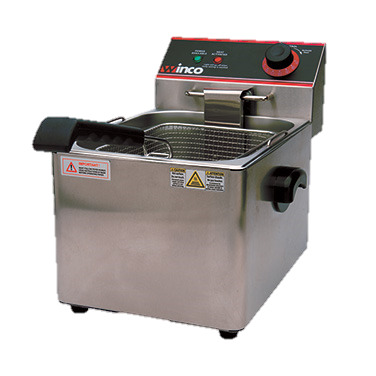 superior-equipment-supply - Winco - Winco Stainless Steel Single Well 16 lb. Oil Capacity Countertop Electric Deep Fryer