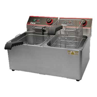 superior-equipment-supply - Winco - Winco Stainless Steel Double Well Electric Countertop Deep Fryer Two 16 lb. Oil Capacity Tanks