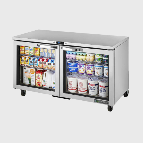 Spec Series Undercounter Refrigerator 60.38"Width (2) Glass Hinged Doors with Stainless Steel Exterior
