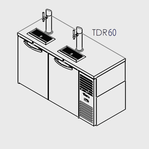 True Premier Bar Two-Section Refrigerated Draft Bar Cooler 60"Width