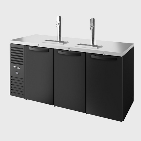 True Premier Bar Three-Section Refrigerated Draft Bar Cooler 84"Width (3) Solid Hinged Doors with Black Powdered Steel Exterior