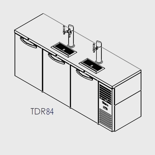 True Premier Bar Three-Section Refrigerated Draft Bar Cooler 84"Width