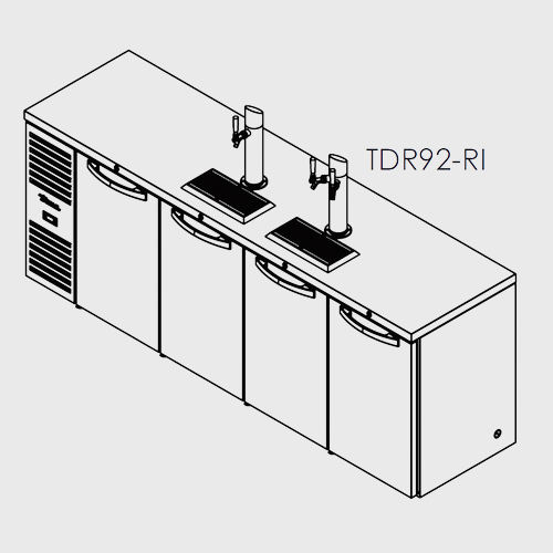 True Premier Bar Four-Section Refrigerated Draft Bar Cooler 92"Width