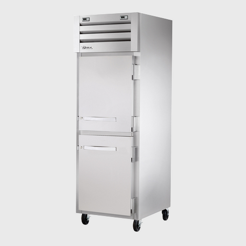 Spec Series One-Section Reach-In Refrigerator/Freezer 27-1/2"Width (3) Shelves & (2) Half Doors with Stainless Steel Exterior