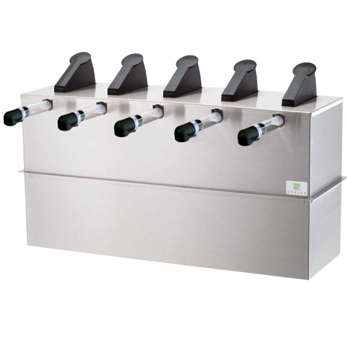 Server Server Express Dispenser Five 6 Quart Capacity 10.44"H x 28.06"W x 13.75"D Silver Stainless Steel With Quintuple Pumps