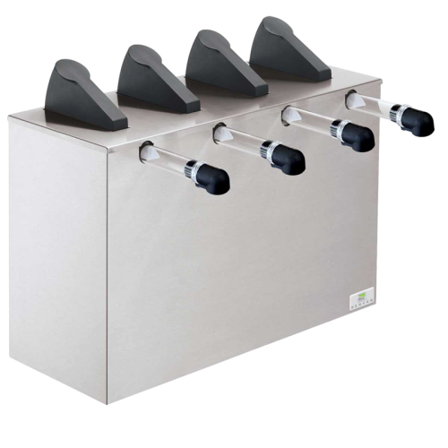 Server Server Express Dispenser Four 6 Quart Capacity 17.5"H x 21.81"W x 13.31"D Sliver Stainless Steel With Quadruple Pumps