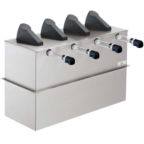 Server Server Express Dispenser Four 6 Quart Capacity 10.44"H x 22.69"W x 13.75"D Sliver Stainless Steel With Quadruple Pumps